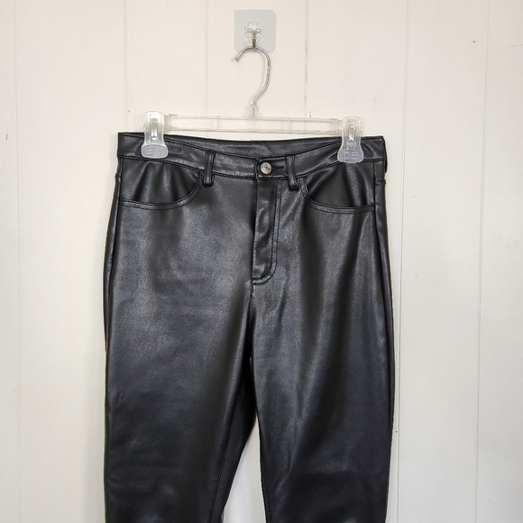 Free People Faux Leather Vegan High Rise Long & Lean Pants Leggings Stretchy - Picture 5 of 9